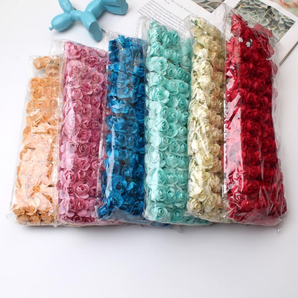 144Pcs Artificial Rose Bouquets Paper Fake Flowers Home Room Decor Wedding Decoration Christmas Navidad 2025 New Year DIY Wreath