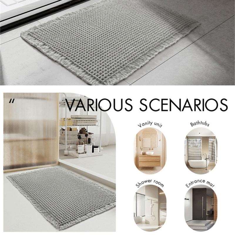 Safe Bath Mat Unique Weave Pattern Soft High Water Absorption Slip Resistant Suitable for Bathroom Mat