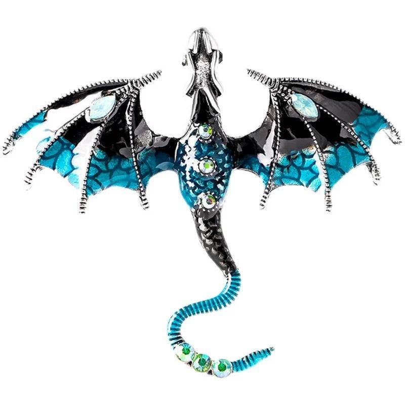 Brož Kapající drak - Vysoce kvalitní, Personalizovaná zvířecí brož s protiodrazovým zapínáním a špendlíkem.