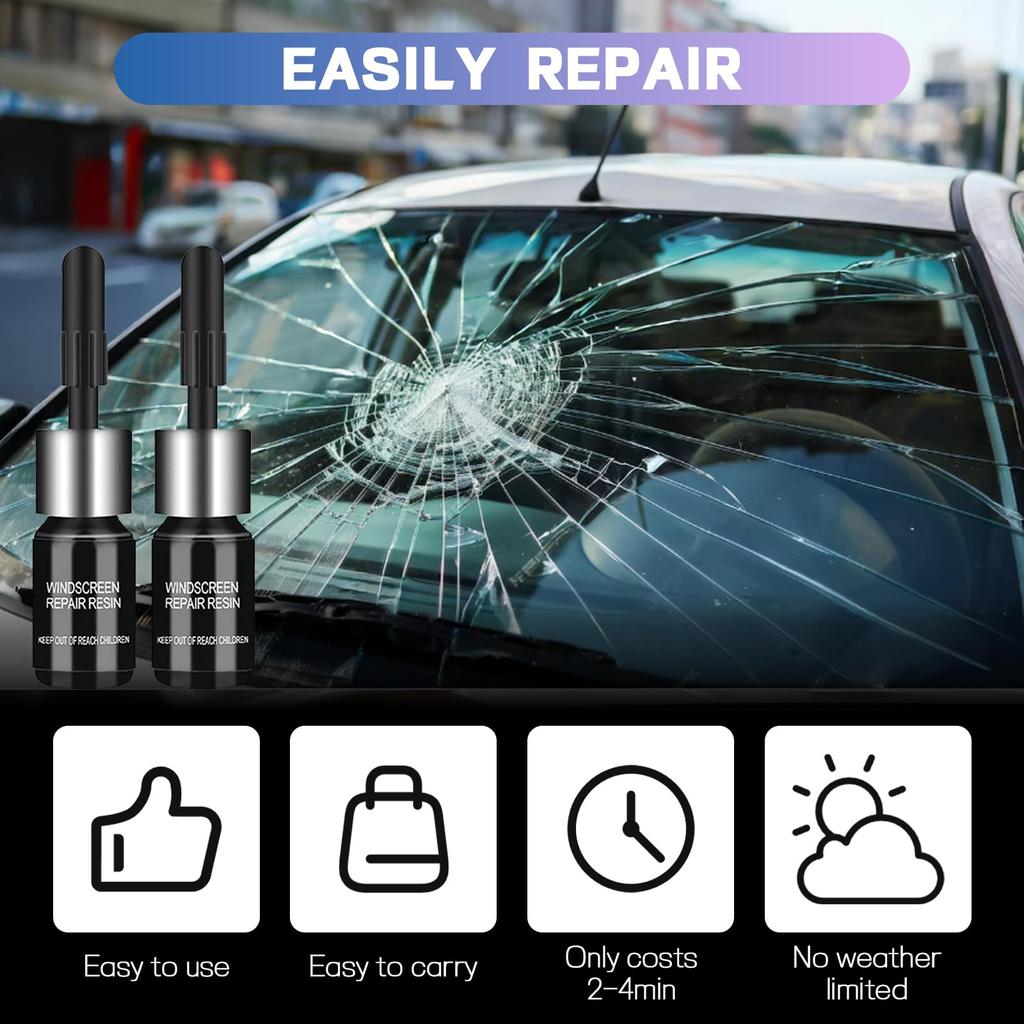 Windshield Crack Repair Kit,2026 Upgrade 2 Bottles Nano Glass Crack Repair Liquid Quick Windshield Repair for Chips and Crack
