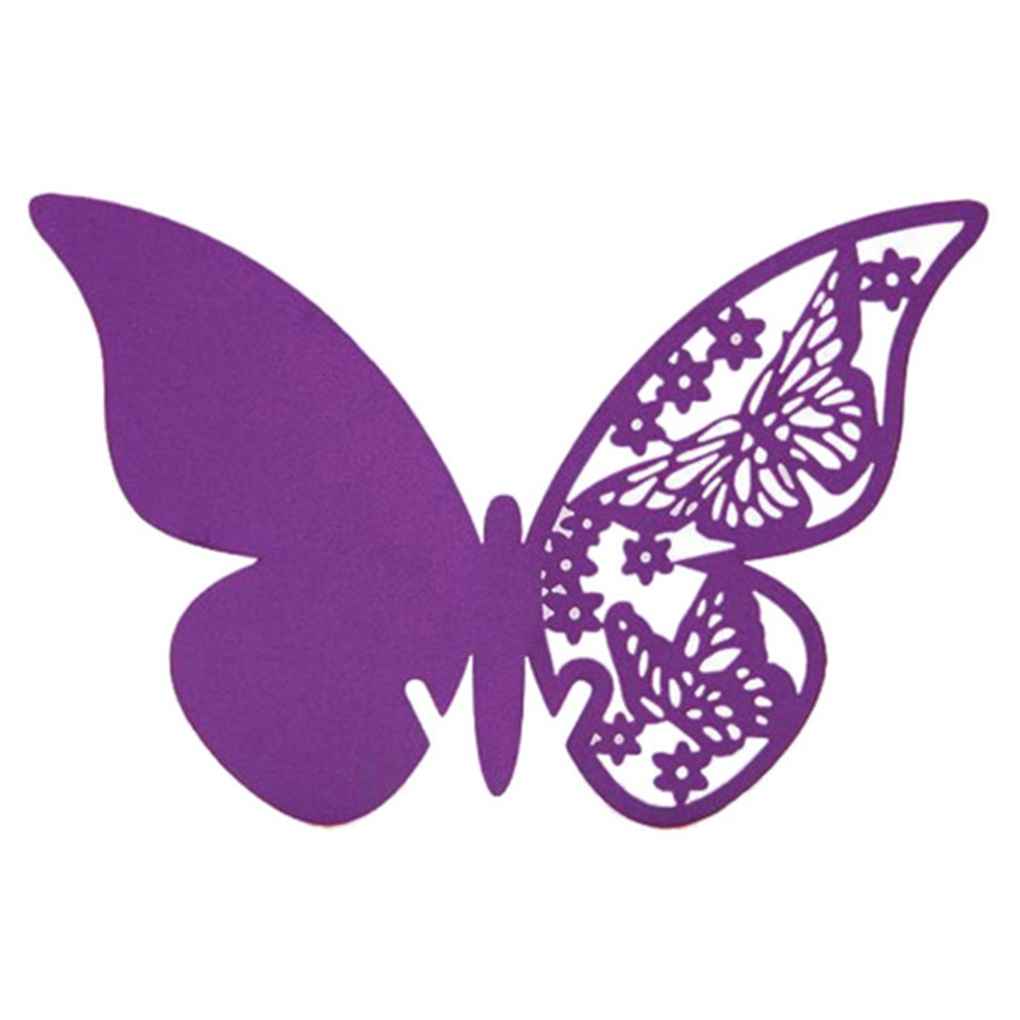 

50Pcs Hollow Butterfly Wine Glass Name Paper Card Wedding Party Decoration