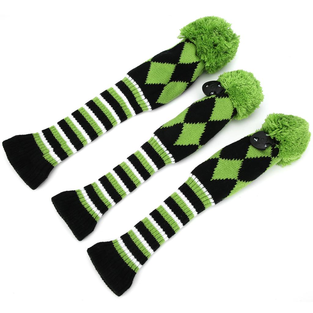 3Pcs Polyester Wool Knitting   Putter Head Cover Wooden   Headcovers Accessory