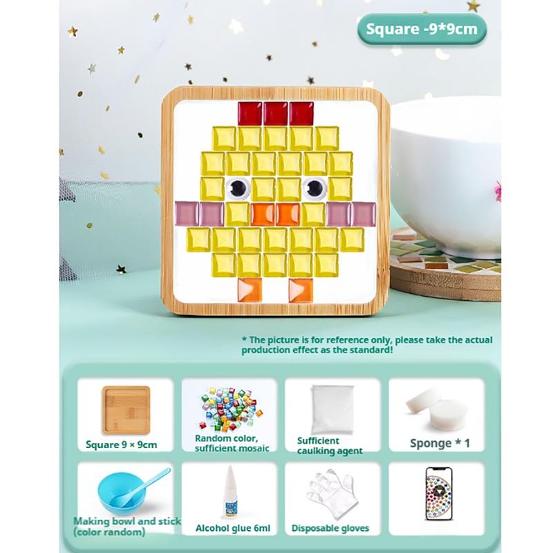 Bamboo Mosaic DIY Coasters Handmade Creative Material for Cup Tableware Mat Tray Placemat Mosaic Crystal Craft Tool Kit Kid Gift