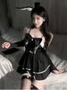 Rabbit's Feimu Blackened Dream Adventure Set Strap Mini Dress Sweet  New Tops Sexy Pure Desire Dress Elegant Korean 918N
