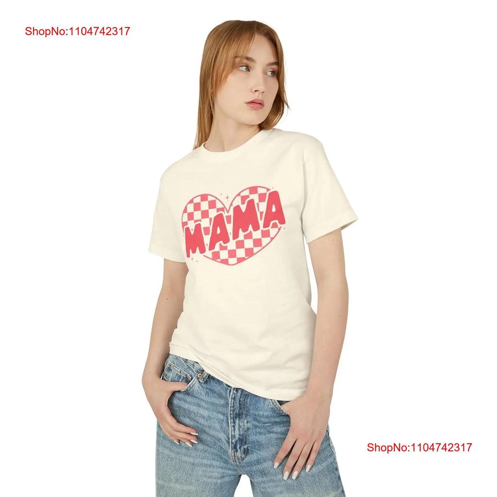 Mama Red Checker Pattern Heart T Shirt Valentines Day Relaxed Vintage Washed Slightly Stylish Designer Clothes Fashion Homme