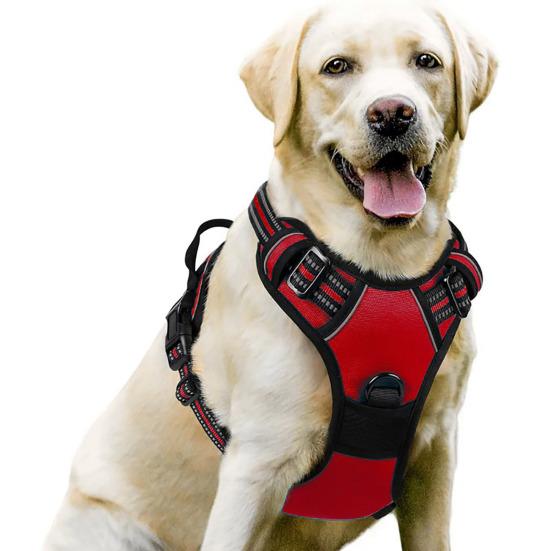 Dog Harness with Handle Breathable Adjustable Padded Dog Harness Reflective No Pull Dog Harness with Front Clip for Walking Training Hunting