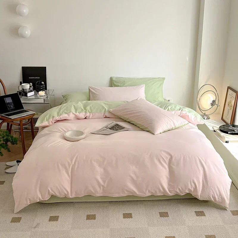 3pcs Skin Friendly 100% Cotton Duvet Cover Set Soft Comfortable Bed Sets Customizable Sizes Solid Color Comforter Cover No Sheet