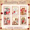 24 Sets Vintage Valentine's Day Cards with Resin Animal Figurines Mini Valentines Figures Bulk Retro Party Gifts Classroom Favors for Students School