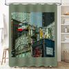 Vintage Graffiti Shower Curtain Urban Art Cityscape Backdrop Bathroom Decor Wall Hanging Wall Art Modern Aesthetic Home Decor