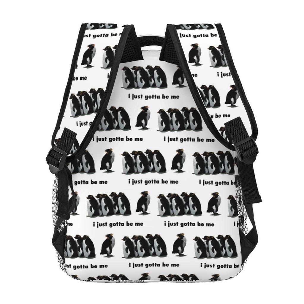 Cute I Just Gotta Be Me Little Penguin Backpacks Boys Girls Bookbag Students School Bags Cartoon Laptop Rucksack Shoulder Bag