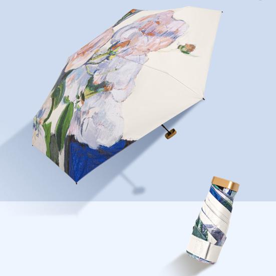 Přenosný deštník olejomalba vzor Dobře vypadající krásný multifunkční ochrana proti dešti Ocelový skládací design Venkovní nabídka slunečního deštníku