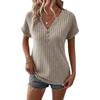 Exquisite Ribbed Round Neck Notched T-shirts Comfortable and Versatile Cashmere Short Sleeved Women's T-shirts