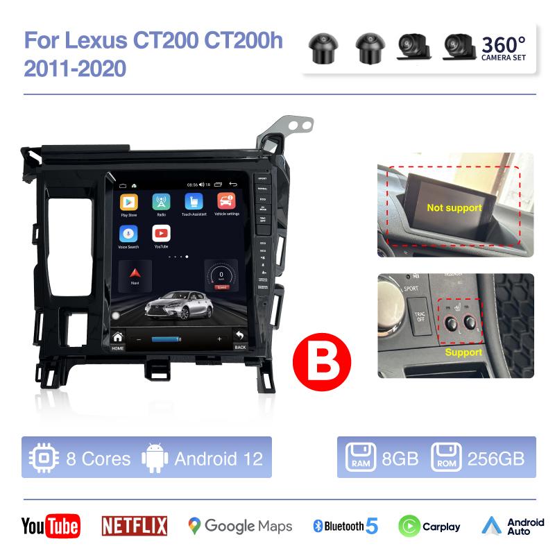 9.7inch Tesla Style Car Multimedia Video Player For Lexus CT200 CT200h 2011-2020 GPS Navigation Android12 Auto Radio Carplay 4G