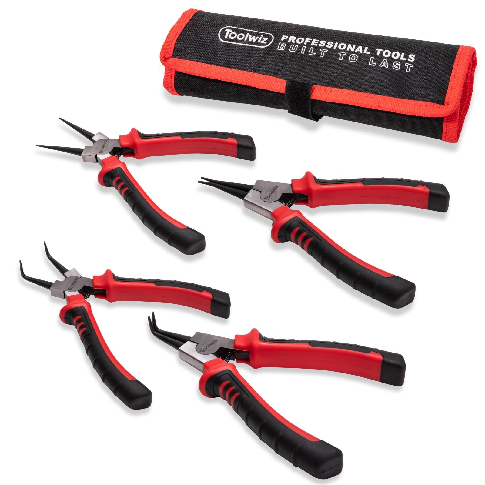 

Toolwiz Set of Snap Ring Pliers with for Shafts and Straight and Curved for Removing and Installing and Includes a Storage Pouch for Automotive