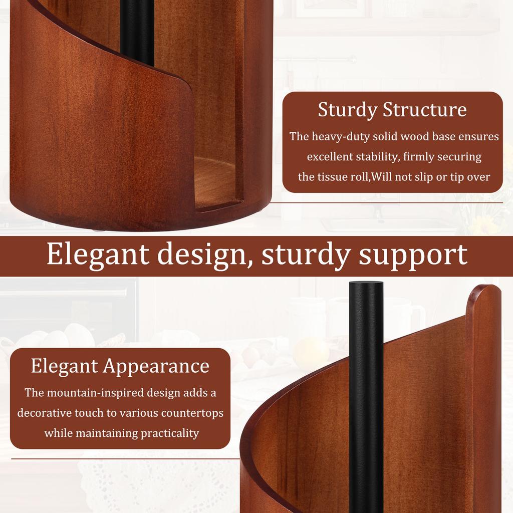 New Paper Towel Holder Wooden Kitchen Spiral Roll Paper Holder Anti-Skid Tissue Vertical Stand Countertop Bathroom Decoration