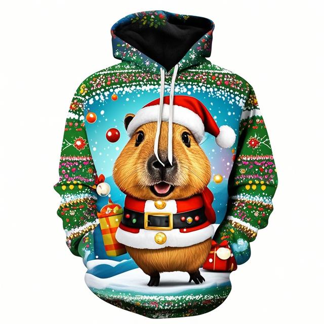 Толстовка с капюшоном для мальчиков с принтом капибары 3D — фото 11