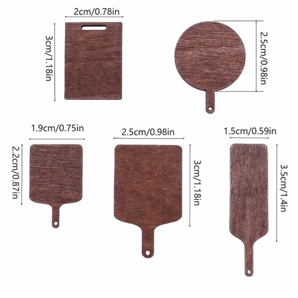 5Pcs Wood Dollhouse Kitchen Accessory Round Square Bread Dessert Board Miniature Scene