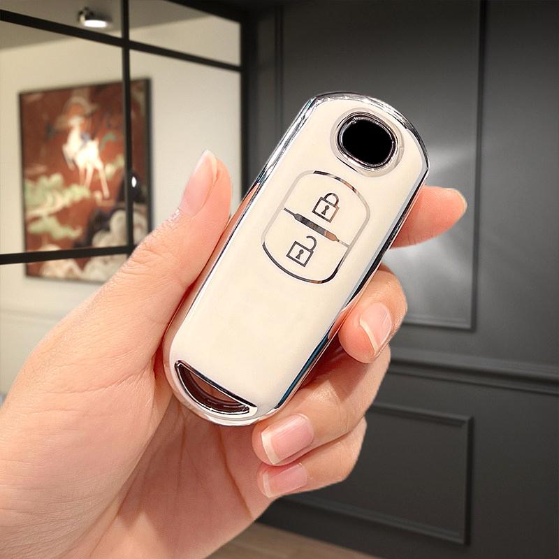 Silver Edge Tpu Car Key Case Keyless Shell Fob For Mazda Cx-3 Cx3 Cx-5 Cx5 Cx7 2 3 5 6 Bl Bm Gj Atenza Axela Demio Cx-9 Cx8