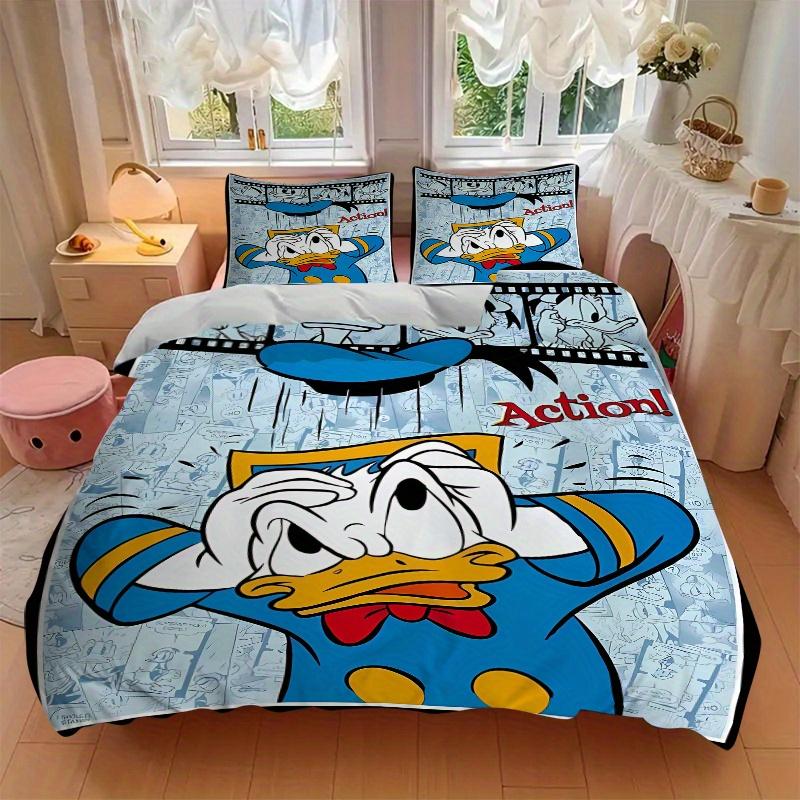 Set Biancheria da Letto Design Azione Striscia Film Film di Paperino, Include 1 Copripiumino e 2 Federe, Senza Imbottitura, Morbido e Confortevole