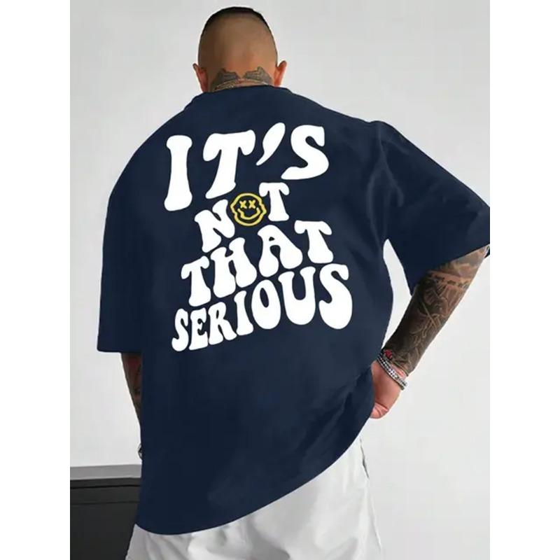 

It S Not That Serious Facing With A Smile Male Clothes Quality Oversize T-Shirts Summer Breathable T-Shirt Hip Hop Tee S темно-синього кольору