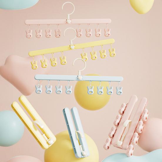 Folding Clothes Hanger 360-Degree Rotation Windproof Hook Strong Load-bearing Portable Clothes Rack Socks Hooks