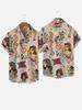 Mermaid retro printed shirts Men's European and American pattern Summer casual short sleeved shirt Hawaiian button