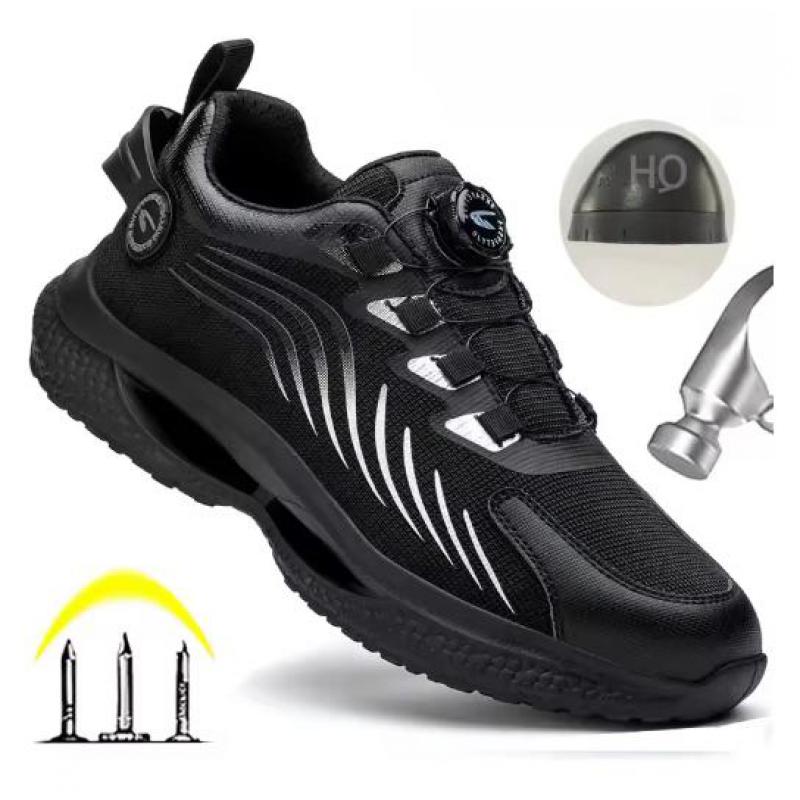 Fashion Rotating Button Safety Shoes For Men Anti-slip Steel Toe Sneaker Puncture Proof Non-slip Security Shoes Man Sport Work Shoes