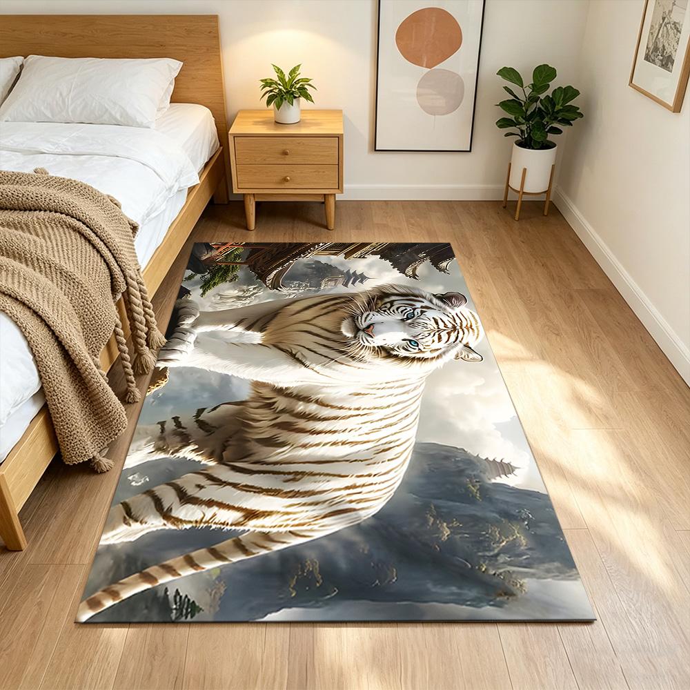 Tiger In Waterfall Realm Non-Slip Home Carpet Design for Office Decor Living Room Gift