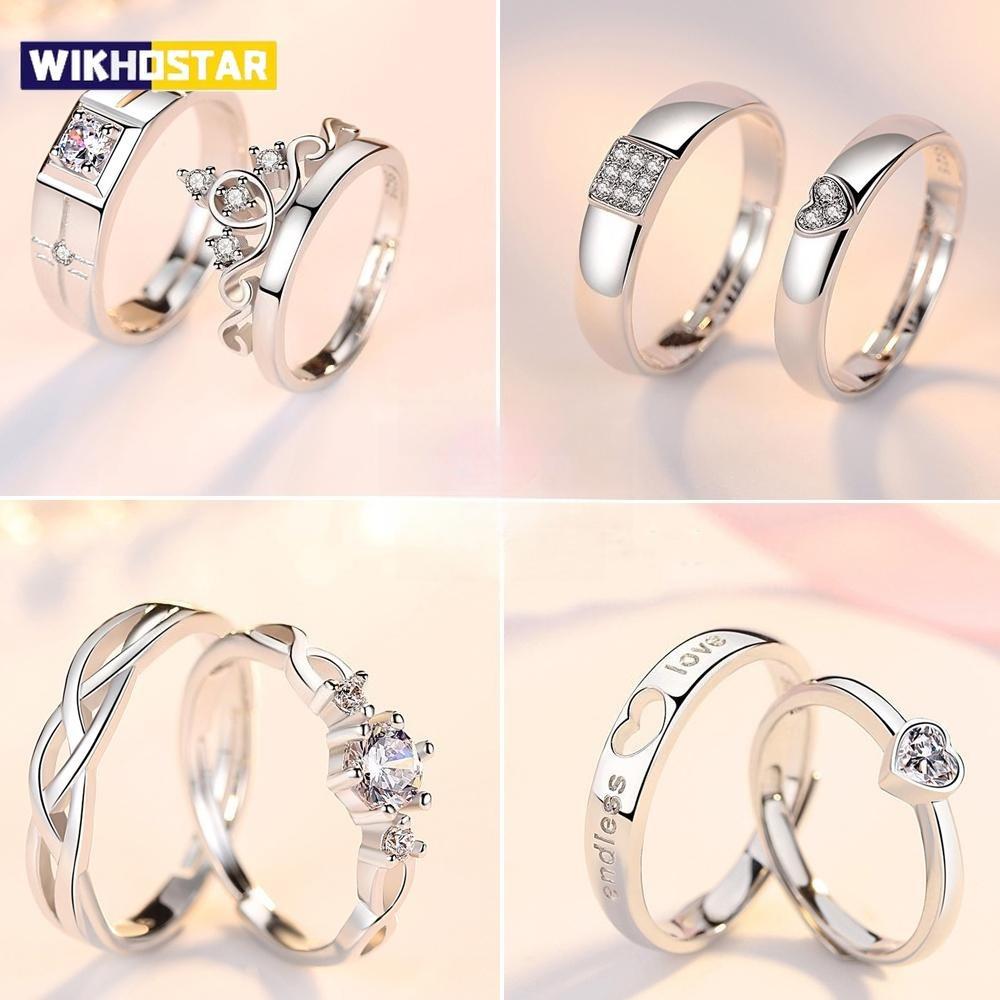 2 Stück Partnerringe Sets Leichte Politur Einfacher Ring für Frau Mann Klassische Hochzeit Feiner Schmuck Kreis
