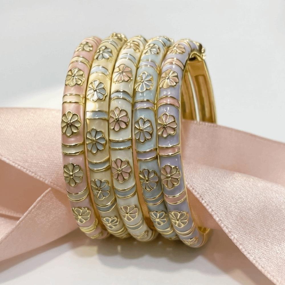 Traditional Vintage Cloisonne Bangle Enamel Women's Hand Bracelet Flower Bangle Jewelry Gifts