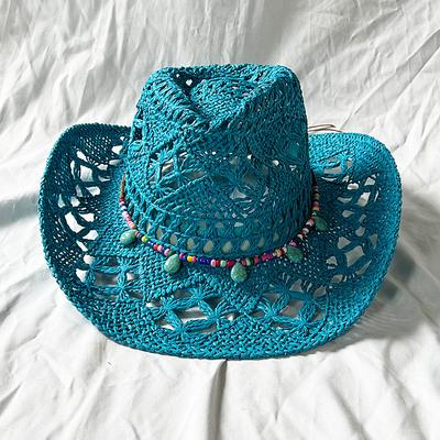 Lake Blue Cowboy Straw Hat 2023 Western Cowboy Sun Hat Spring Knight Hat Unisex Jazz Hat Summer Wide Brimmed Hat Sombrero Hombre
