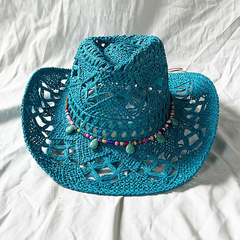 Freedom Outdoors Women's Blue Lake Cowboy Straw Hat 2023 Western Cowboy Sun Hat Spring Knight Hat Unisex Jazz Hat Summer Wide Brimmed Hat Sombrero Hombre 56-58Cm