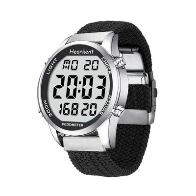 Hearkent Waterproof Pedometer Watch with EL Alarm Digital LCD Classic Retro Perfect for Men Built-in Time, Steps, Distance, Backlight, Function,