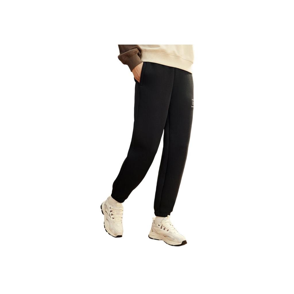 Anta Lifestyle Series Letter Mid-Waist Tapered Nine-Point Knitted Sports Pants Women bottoms Basic-Black 162418310-3