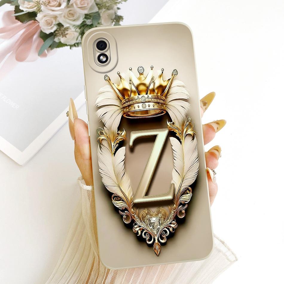 For Samsung Galaxy A01 Core Feather Crown Initial Letter Phone Case For Samsung A01 A01Core Shockproof Soft Silicone Bumpers