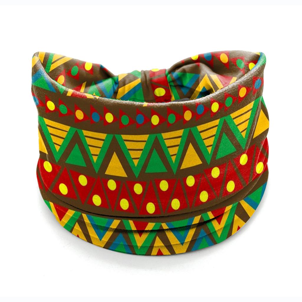 European American Women's Hair Band African Print Pattern Wide Edge Elastic Knot Sports Yoga Headband Women's Headwear Hair