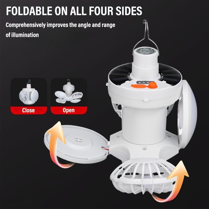 Solar camping barbecue fan light 2-in-1 portable solar adjustable suspension angle suitable for camping barbecue, RV, yard, emergency backup