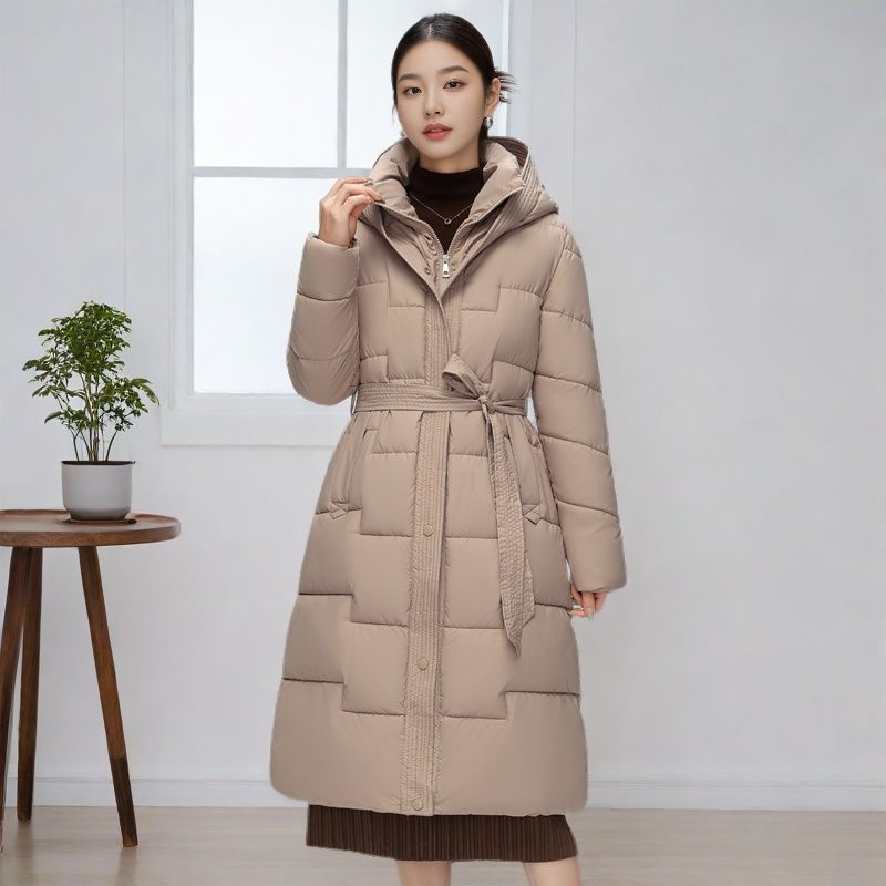 Зимняя мода повседневные ветрозащитные пуховики женские средней длины стили хлопковая — фото 6