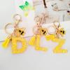 Yellow Bee Resin Glitter Letter Keychain Pendant Ornament