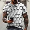 Men's T-shirt 3D Optical Illusion Printed Short Sleeved Top, Fashionable Gradient Harajuku Street Wear, Hip-hop Trend Oversized T-shirt