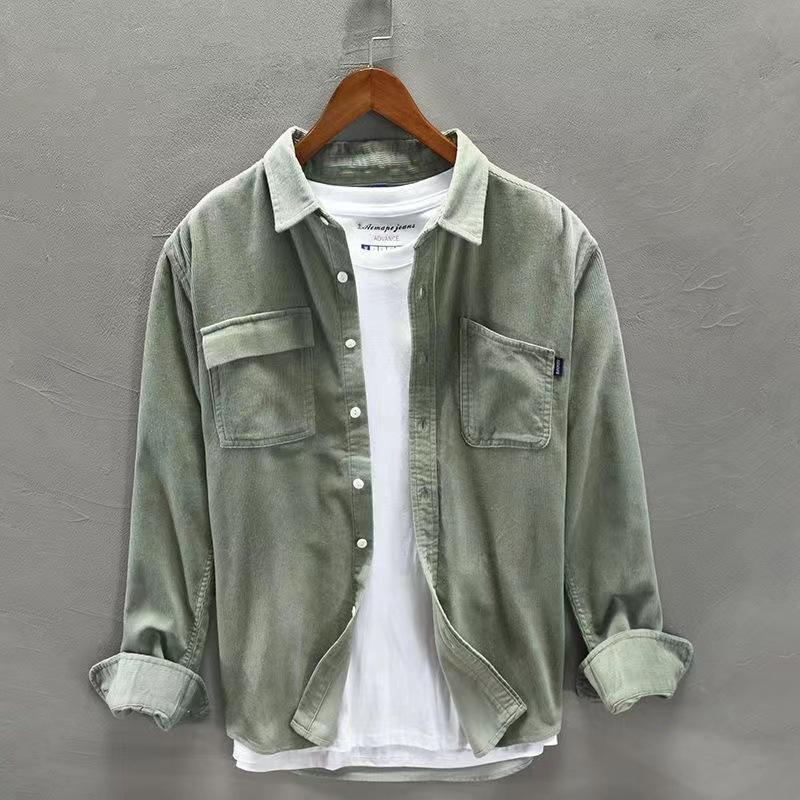 Shirt Men's Cargo Jacket Casual Spring Autumn Loose Coat Spring Cardigan Turn Down Collar Spring Shirt Solid Color