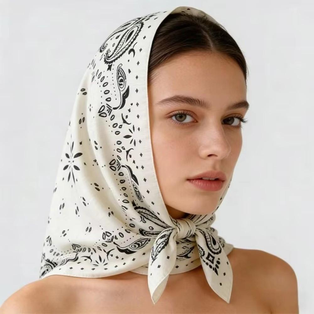 Lightweight Breathable Paisley Printed Scarf 90cm Soft Square Scarf Vintage Print Windproof Women Head Scarf Woman's Accessory