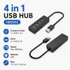 Portable 4 In 1 USB Hub  High Speed USB 3.0 To 4 Port USB 2.0 Adapter Splitter Extension for Laptop PC Mouse