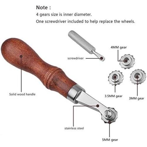 4 Wheels Leather Punching Tools Set DIY Leather Tools Craft Spacer Embossing System Set Leathercraft Spacing Wheel