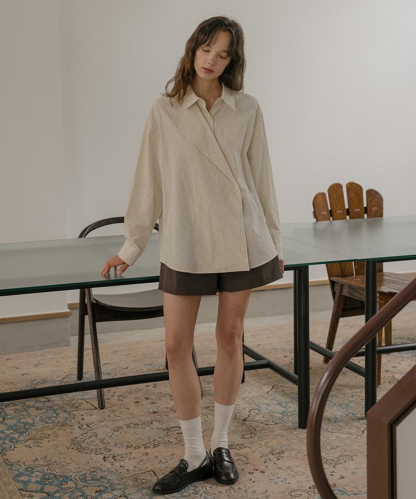 TILL I DIE 2Way Stripe Wrap Shirt [Tifa06Sh01]_Ivory