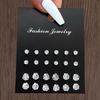 Retro Heart-Shaped Zirconia Crystal Stud Earrings Set - 12 Pairs