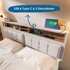 Teen Bed Double with 4 Drawers & Usb C Socket, Upholstered Person 160x200cm, Height Adjustable Headboard, Slatted Frame Made of Wood (without