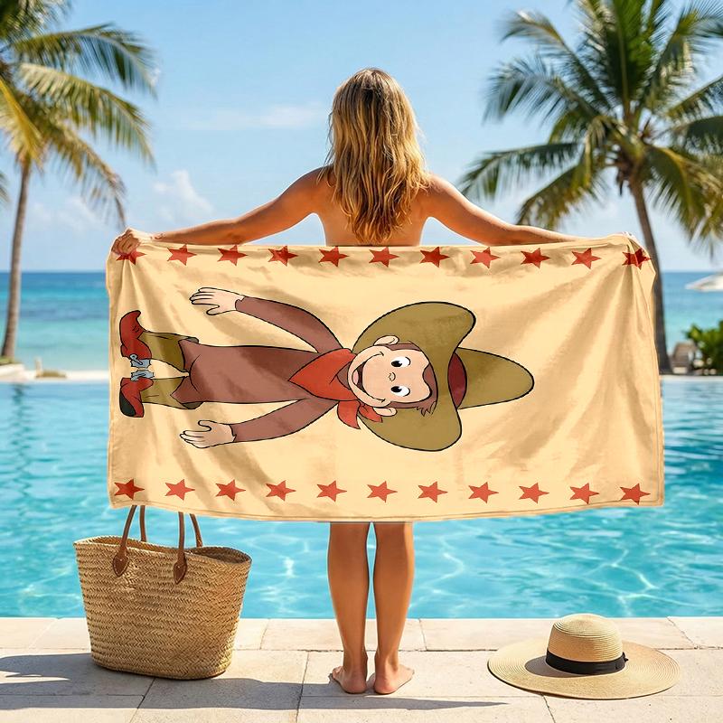 Curious George Fashion Beach Towel: Ideal for Summer Adventures Soft, absorbent and quick drying suitable for swimming and bathing