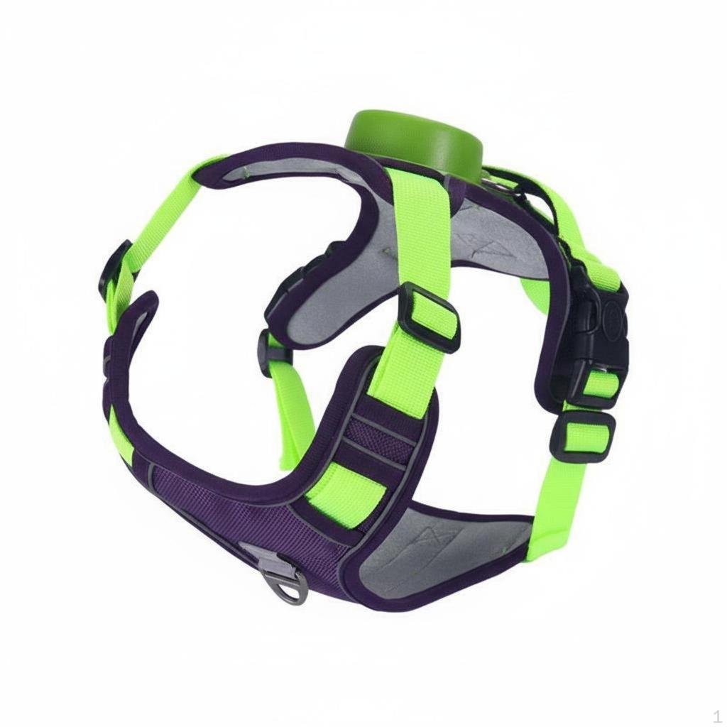 Reflective Dog Vest Harness Function 2in1 Leash Fit for Night Walking, Outdoor Black Red