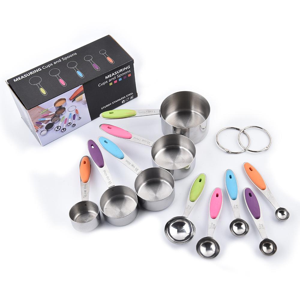 "10-Piece Stainless Steel Measuring Cup & Spoon Set, Food Grade with Handle"